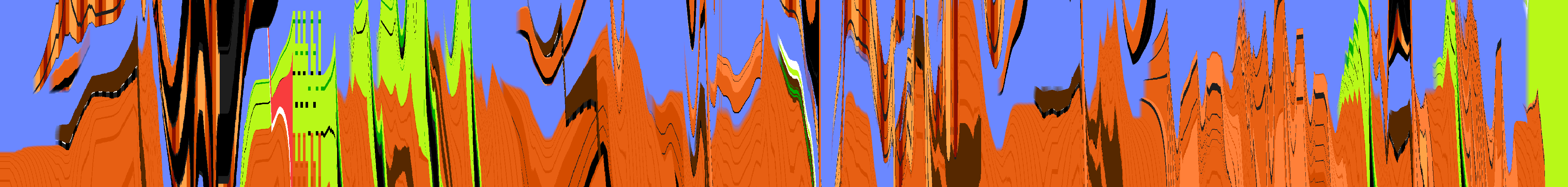 an image of a playthrough of mar1d rendered with time on the x-axis. it appears as a stripey mess to the untrained eye.